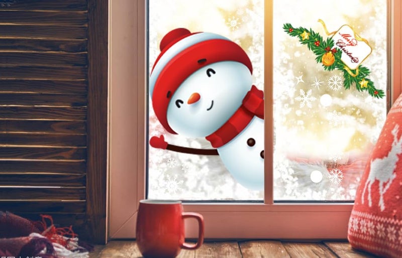 liuzzqq 130PCS Christmas decoratives Window Stickers, Holiday Snowflake Santa Claus Reindeer Stickers - Image 3